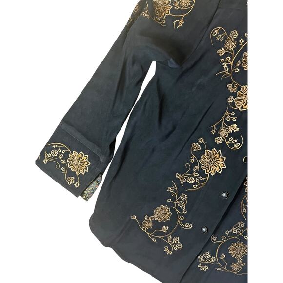 Victor Costa Vintage Women's Velvet Floral Embroidered Jacket Black Size Large - Picture 9 of 10